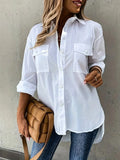 Women's Fashion Designer 2-4XL Blouse Lapel Long-Sleeve Tops (Plus Size)-white-5XL