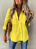 Women's Fashion Designer 2-4XL Blouse Lapel Long-Sleeve Tops (Plus Size)