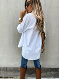 Women's Fashion Designer 2-4XL Blouse Lapel Long-Sleeve Tops (Plus Size)