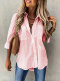 Women's Fashion Designer 2-4XL Blouse Lapel Long-Sleeve Tops (Plus Size)