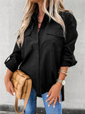 Women's Fashion Designer 2-4XL Blouse Lapel Long-Sleeve Tops (Plus Size)
