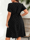 Women's Fashion Designer 2-4XL Polka Dot Short Dresses (Plus Size)