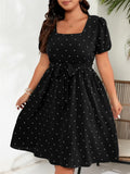 Women's Fashion Designer 2-4XL Polka Dot Short Dresses (Plus Size)