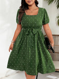 Women's Fashion Designer 2-4XL Polka Dot Short Dresses (Plus Size)