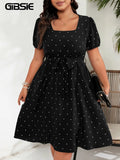 Women's Fashion Designer 2-4XL Polka Dot Short Dresses (Plus Size)