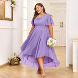 Women's Fashion Designer 2-6XL Chiffon Butterfly Midi Dresses (Plus Size)-Women's Fashion Designer Plus Size Dresses-PURPLE-Women&#x27;s fashion designer plus size clothes