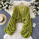 Women's Fashion Designer Blouse Chiffon Ruffle Long-Sleeve Tops-Women's Fashion Designer Long-Sleeve Tops-Women&#x27;s fashion designer plus size clothes