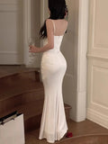 Women's Fashion Designer Bodycon Ruffled Spaghetti Dresses (Long)-Women's Fashion Designer Dresses