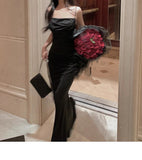 Women's Fashion Designer Bodycon Ruffled Spaghetti Dresses (Long)-Women's Fashion Designer Dresses