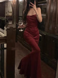 Women's Fashion Designer Bodycon Ruffled Spaghetti Dresses (Long)-Women's Fashion Designer Dresses