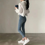 Women's Fashion Designer Crop Office Shirt Split Back Long-Sleeve Tops-Women's Fashion Designer Long-Sleeve Tops