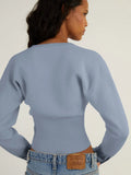 Women's Fashion Designer Crop Tops Knitted Wide Sleeve S-L Cardigans