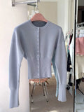 Women's Fashion Designer Crop Tops Knitted Wide Sleeve S-L Cardigans