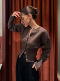 Women's Fashion Designer Crop Tops Knitted Wide Sleeve S-L Cardigans