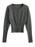 Women's Fashion Designer Crop Tops Knitted Wide Sleeve S-L Cardigans