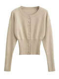 Women's Fashion Designer Crop Tops Knitted Wide Sleeve S-L Cardigans