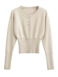 Women's Fashion Designer Crop Tops Knitted Wide Sleeve S-L Cardigans