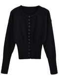 Women's Fashion Designer Crop Tops Knitted Wide Sleeve S-L Cardigans