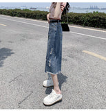 Women's Fashion Designer Denim Distressed Midi Skirts (Plus Size)