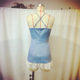 Women's Fashion Designer Denim Lace S-2XL Mini Dresses (Short)