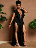Women's Fashion Designer Double Split 1-4XL Jumpsuits (Plus Size)