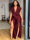 Women's Fashion Designer Double Split 1-4XL Jumpsuits (Plus Size)