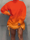 Women's Fashion Designer 3-5XL Drawstring Short Dresses (Plus Size)-Women's Fashion Designer Dresses-Orange-Women's fashion designer plus size clothes