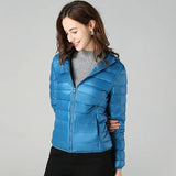 Women's Fashion Designer XL-7XL Duck Down Jackets (Plus Size)-Women's Tops Fashion Designer Plus Size Jerseys-Lake blue hooded-Women&#x27;s fashion designer plus size clothes