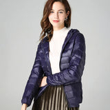 Women's Fashion Designer XL-7XL Duck Down Jackets (Plus Size)-Women's Tops Fashion Designer Plus Size Jerseys-Navy hooded-Women&#x27;s fashion designer plus size clothes