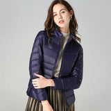Women's Fashion Designer XL-7XL Duck Down Jackets (Plus Size)-Women's Tops Fashion Designer Plus Size Jerseys-Navy no hooded-Women&#x27;s fashion designer plus size clothes