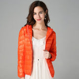 Women's Fashion Designer XL-7XL Duck Down Jackets (Plus Size)-Women's Tops Fashion Designer Plus Size Jerseys-Orange Hooded-Women&#x27;s fashion designer plus size clothes