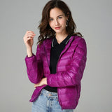Women's Fashion Designer XL-7XL Duck Down Jackets (Plus Size)-Women's Tops Fashion Designer Plus Size Jerseys-Purple Hooded-Women&#x27;s fashion designer plus size clothes