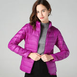 Women's Fashion Designer XL-7XL Duck Down Jackets (Plus Size)-Women's Tops Fashion Designer Plus Size Jerseys-Purple no Hooded-Women&#x27;s fashion designer plus size clothes