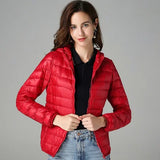 Women's Fashion Designer XL-7XL Duck Down Jackets (Plus Size)-Women's Tops Fashion Designer Plus Size Jerseys-Red hooded-Women&#x27;s fashion designer plus size clothes