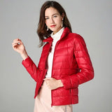 Women's Fashion Designer XL-7XL Duck Down Jackets (Plus Size)-Women's Tops Fashion Designer Plus Size Jerseys-Red no hooded-Women&#x27;s fashion designer plus size clothes