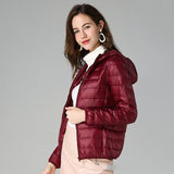Women's Fashion Designer XL-7XL Duck Down Jackets (Plus Size)-Women's Tops Fashion Designer Plus Size Jerseys-Wine Red hooded-Women&#x27;s fashion designer plus size clothes