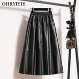 Women's Fashion Designer Faux Leather 2-4XL Midi Skirts (Plus Size)