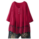Women's Fashion Designer 1-5XL Floral Lace Trim Blouse T-Shirts (Plus Size)-Women's Tops Fashion Designer Plus Size T-Shirts / Blouses-International Women's Clothing