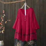 Women's Fashion Designer 1-5XL Floral Lace Trim Blouse T-Shirts (Plus Size)-Women's Tops Fashion Designer Plus Size T-Shirts / Blouses-International Women's Clothing