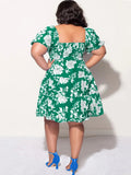 Women's Fashion Designer Floral Ruffle 4XL Short Dresses (Plus Size)