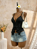 Women's Fashion Designer Halter Neck Crop Tank Tops S-L Singlets