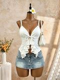 Women's Fashion Designer Halter Neck Crop Tank Tops S-L Singlets