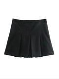 Women's Fashion Designer High-Waisted Folded Pleated Skirts (Short)