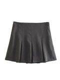 Women's Fashion Designer High-Waisted Folded Pleated Skirts (Short)