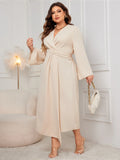 Women's Fashion Designer L-4XL Irregular Robe Long Dresses (Plus Size)