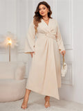 Women's Fashion Designer L-4XL Irregular Robe Long Dresses (Plus Size)