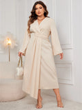 Women's Fashion Designer L-4XL Irregular Robe Long Dresses (Plus Size)