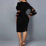 Women's Fashion Designer L-5XL Bodycon Patchwork Midi Dresses (Plus Size)