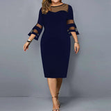 Women's Fashion Designer L-5XL Bodycon Patchwork Midi Dresses (Plus Size)
