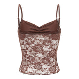 Women's Fashion Designer Lace Corset Crop Tank Tops S-L Singlets